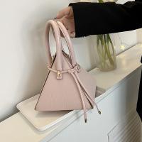 PU Leather Handbag Triangle & soft surface & attached with hanging strap crocodile grain PC