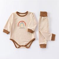Cation Fabric & Spandex & Polyester Baby Clothes Set Cute & unisex printed rainbow pattern Set