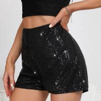 Sequin & Polyester Slim Women Hot Pant slimming & loose Solid black PC
