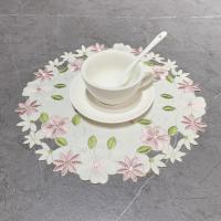 Polyester Cup Pad for home decoration embroidered floral PC