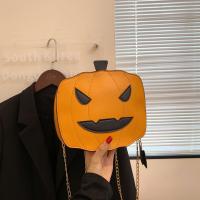 PU Leather Shoulder Bag Halloween Design & contrast color & Cute Pumpkin Pattern PC