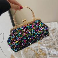 PU Leather & Sequin Clutch Bag with chain & soft surface PC