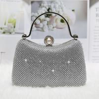 Glass Rhinestone & PVC & Polyester hard-surface Clutch Bag with chain & attached with hanging strap Solid PC