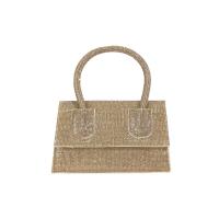 Polyester Evening Party Handbag attached with hanging strap & with rhinestone Solid gold PC