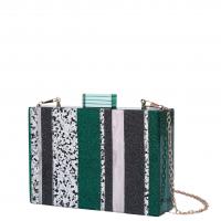 Acrylic Easy Matching Clutch Bag with chain & attached with hanging strap green PC
