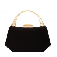 Velour Easy Matching Clutch Bag with chain & attached with hanging strap & with rhinestone Solid black PC