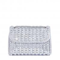 PVC & Polyester Clutch Bag with chain & attached with hanging strap & with rhinestone PC