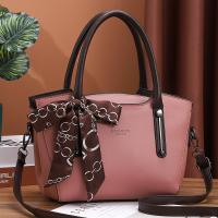 PU Leather with silk scarf Handbag large capacity & attached with hanging strap Solid PC