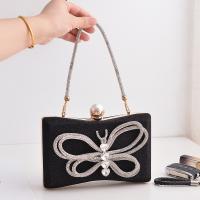 PU Leather Evening Party Handbag attached with hanging strap & with rhinestone Solid PC