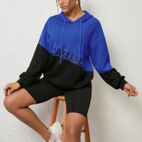 Polyester Women Sweatshirts & loose black and blue PC