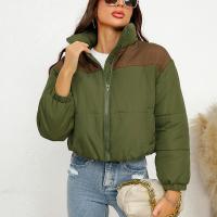 Polyester Women Parkas & thermal Solid army green PC