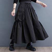 Polyester High Waist Maxi Skirt loose Solid : PC