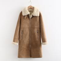 Suede Women Coat & loose & thermal Solid PC