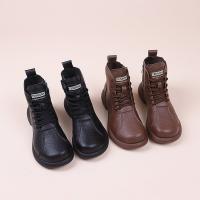 Rubber & Synthetic Leather side zipper Women Martens Boots patchwork Solid Pair