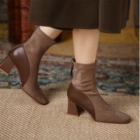 Rubber & Suede back zipper Women Martens Boots patchwork Solid Pair