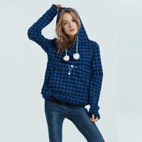 Polyester Plus Size Women Sweatshirts & with pocket printed plaid PC