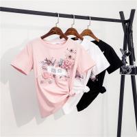 Cotton Women Short Sleeve T-Shirts & sweat absorption & loose printed floral PC