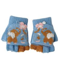 Acryl Kinder Halbfinger Handschuh, Floral, mehr Farben zur Auswahl,  Paar