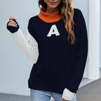 Acrylic Women Sweater contrast color & loose knitted letter PC