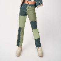 Denim Straight Women Jeans Rayon & Spandex & Cotton patchwork PC