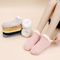 Polyester Women Floor Socks thicken & anti-skidding & thermal Solid Pair