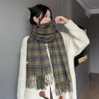 Polyester Women Scarf thermal plaid green PC