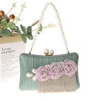 Polyester Easy Matching Clutch Bag with chain & with rhinestone Plastic Pearl floral PC