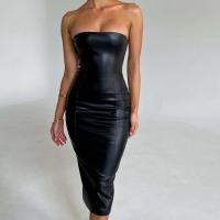 PU Leather & Polyester Slim One-piece Dress & tube PC