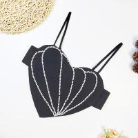 Polyester Camisole midriff-baring & skinny heart pattern black PC