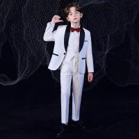 Polyamide & Polyester & Coton Costume de loisirs de garçon Cravate & Gilet & Pantalon & Retour au début & Manteau Solide Blanc Ensemble
