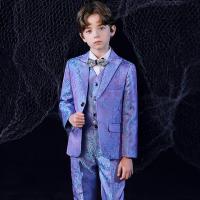 Polyester & Coton Costume de loisirs de garçon Cravate & Gilet & Pantalon & Retour au début & Manteau jacquard plus de couleurs pour le choix Ensemble