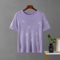 Mercerized Cotton iron-on Women Short Sleeve T-Shirts loose & breathable Solid : PC