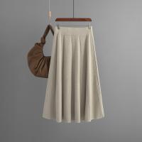 Viscose Fiber Pleated Maxi Skirt loose Solid : PC