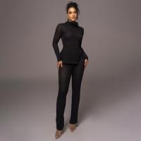 Polyester Women Casual Set slimming & two piece & skinny & thermal Solid Set