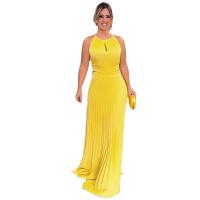 Polyester One-piece Dress backless & floor-length & hollow Solid PC