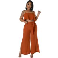 Polyester Women Casual Set & two piece & off shoulder & breathable Solid Set
