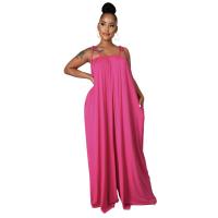 Polyester Wide Leg Trousers Long Jumpsuit backless & off shoulder Solid PC