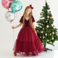 Sequin & Polyester Princess & Ball Gown Girl One-piece Dress large hem design Solid PC