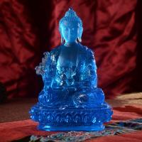Lampwork Estatua de Buda, azul y champagne,  trozo