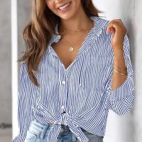 Polyester Vrouwen lange mouw Shirt Afgedrukt Striped meer kleuren naar keuze stuk