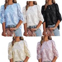 Chemical Fiber Slim Women Five Point Sleeve Blouses printed floral PC