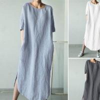 Polyester Plus Size One-piece Dress & loose patchwork Solid PC