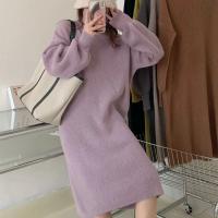 Cashmere & Polyester long style Sweater Dress loose & thermal Solid : PC