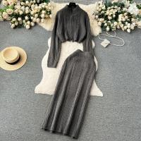 Polyester Slim & Sheath Two-Piece Dress Set two piece & thermal Solid : Set