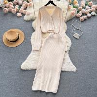 Polyester Soft & Slim Two-Piece Dress Set two piece Solid : Set