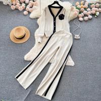 Polyester High Waist Women Casual Set two piece & loose Solid : Set