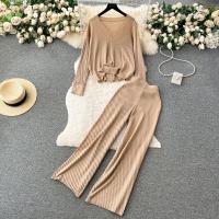 Polyester Soft & High Waist Women Casual Set slimming & two piece & loose Solid : Set