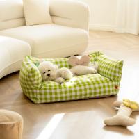 Polyester and Cotton detachable and washable & Soft Pet Bed thermal printed plaid PC