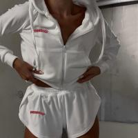 Polyester Women Casual Set & two piece short pants & coat Solid Set