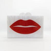 Acrylique Crossbody Bag motif de lèvre rouge et blanc pièce